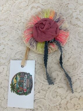 Boho Pink Multi-Color Fringe Flower Brooch - Women's Accessory